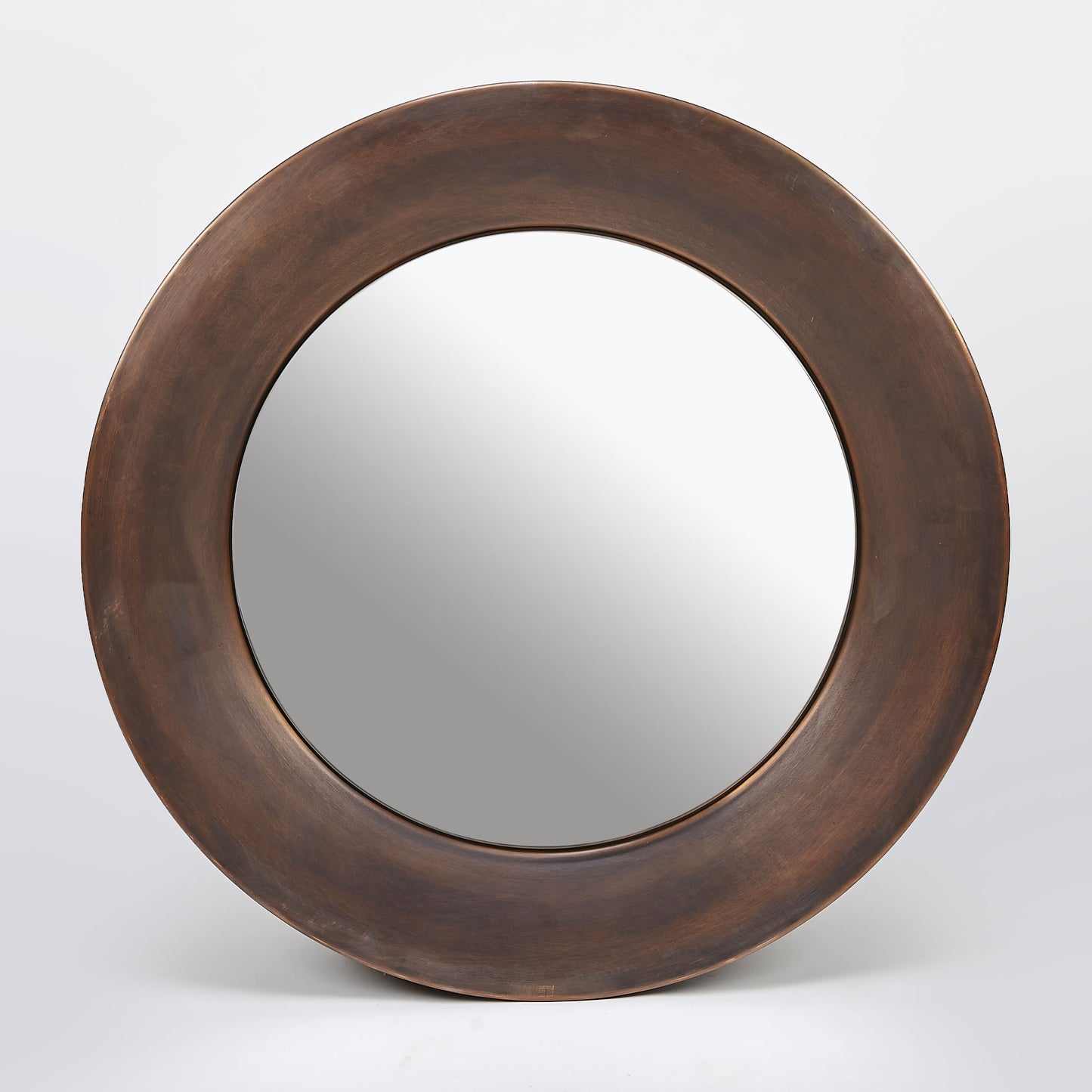 Round Brown Patina Mirror 37"