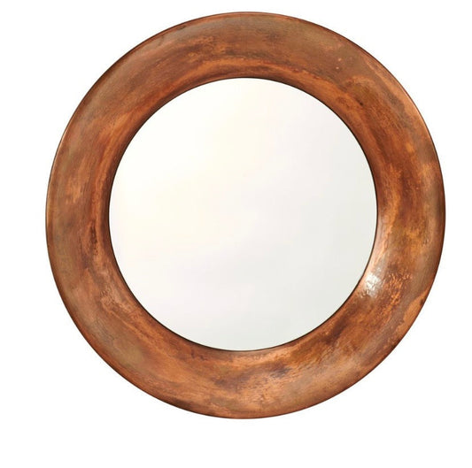 Round Brown Patina Mirror